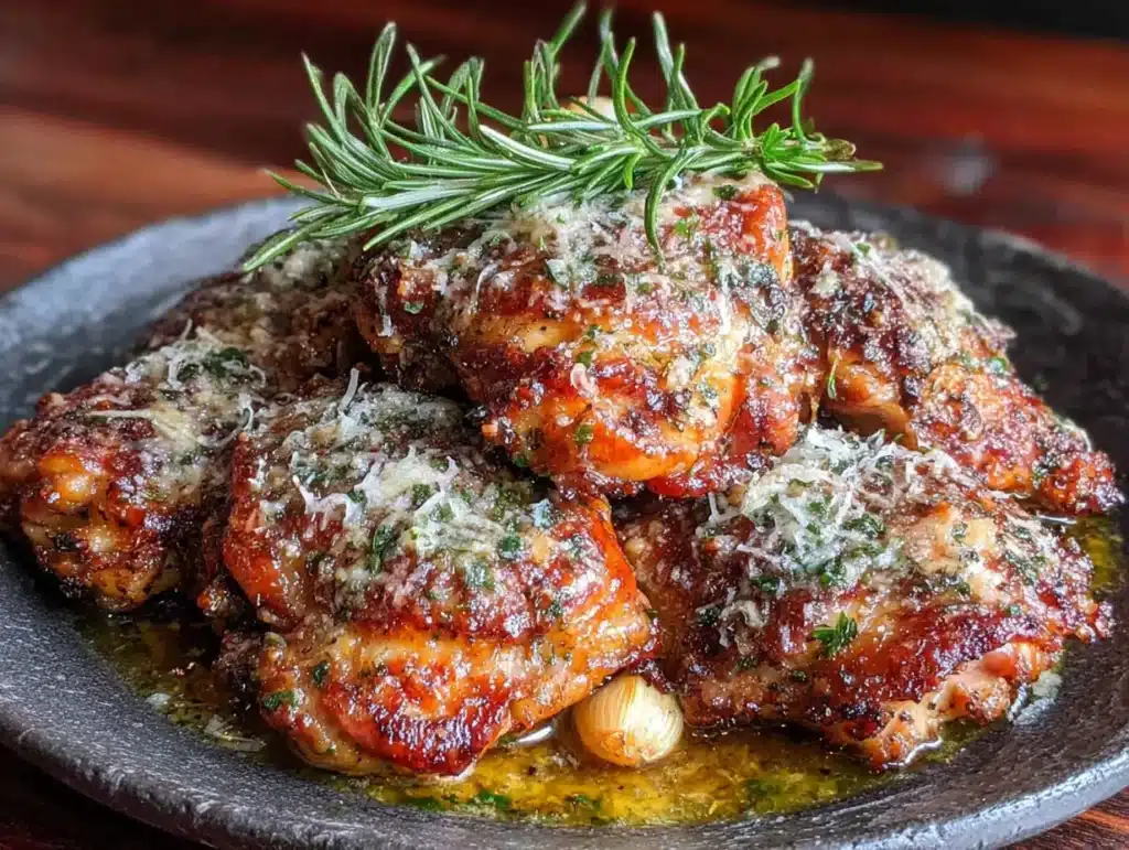 air fryer garlic parmesan chicken thighs - featured image