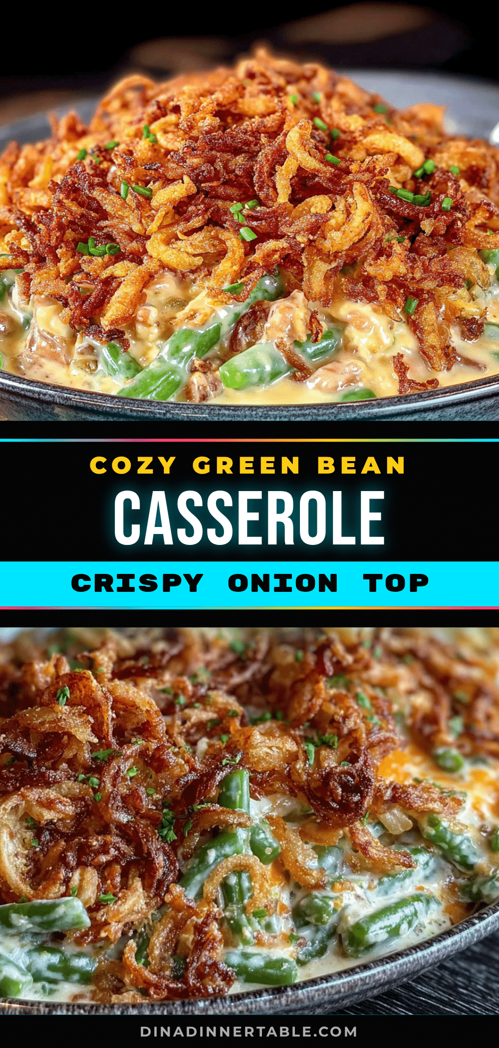cozy green bean casserole with crispy fried onions recipe