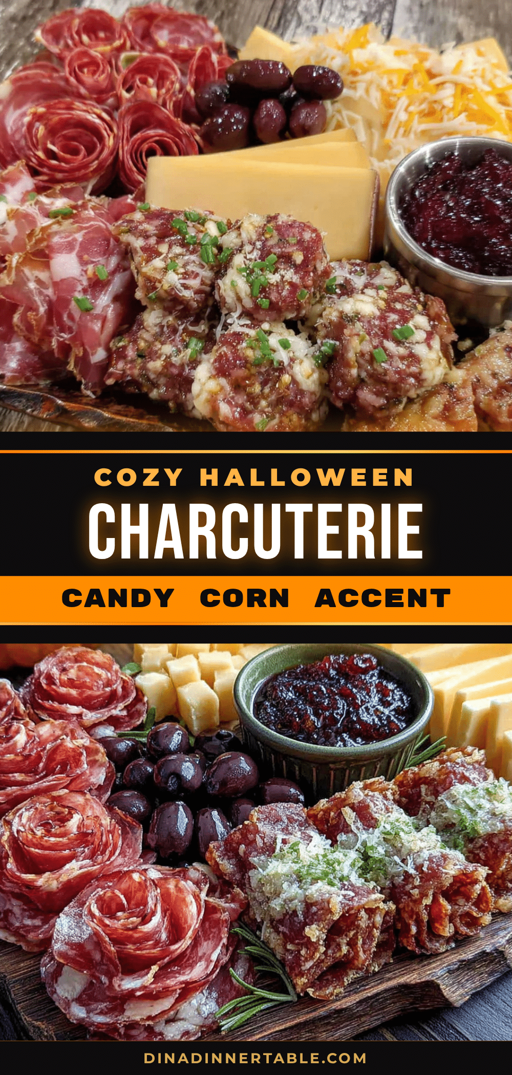 cozy halloween charcuterie board with candy corn recipe