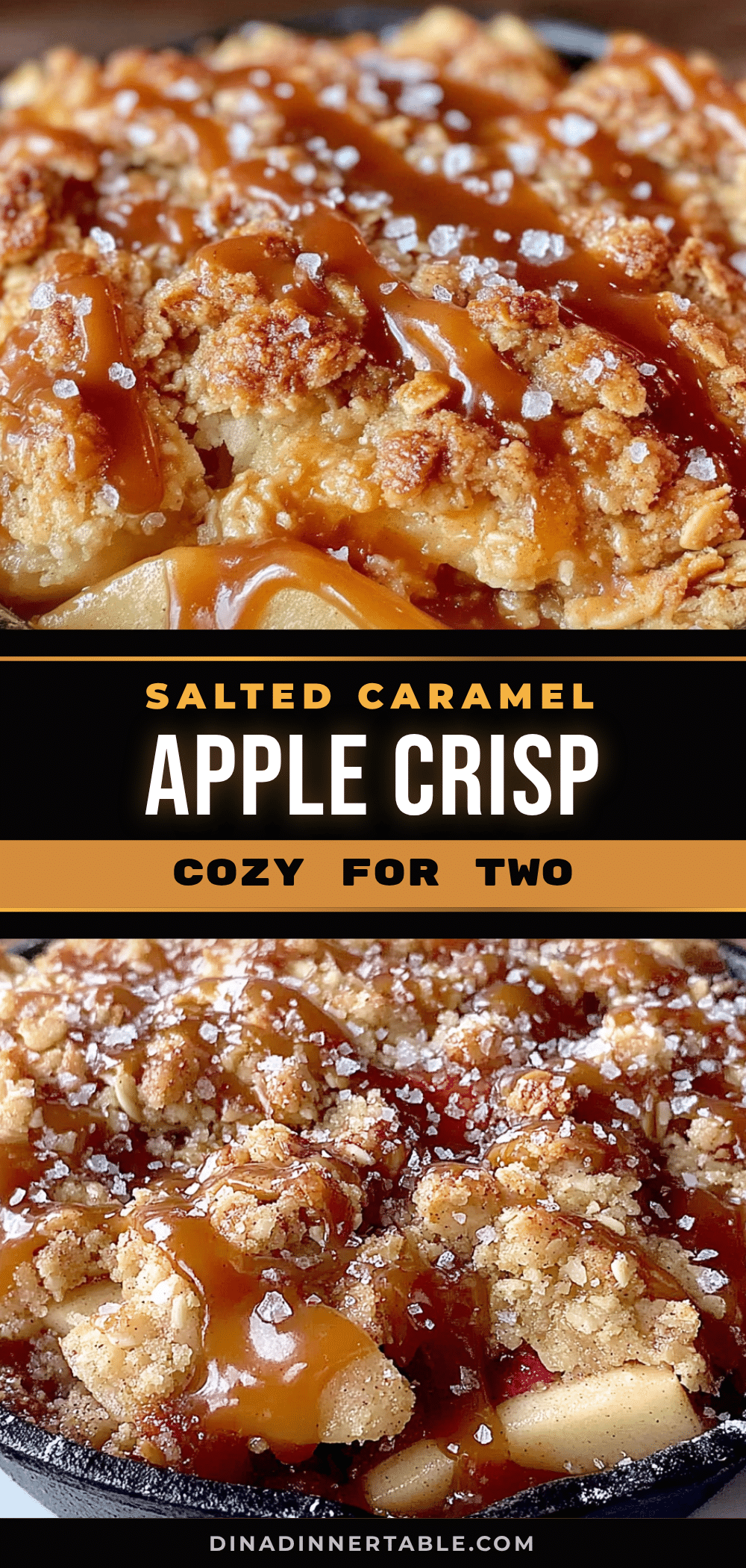 cozy salted caramel apple crisp for two recipe