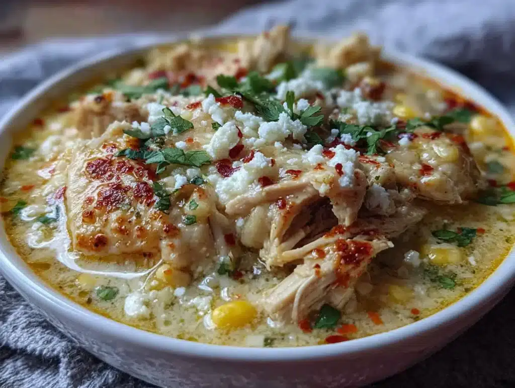 Easy Crockpot White Chicken Chili with Cream Cheese - featured image