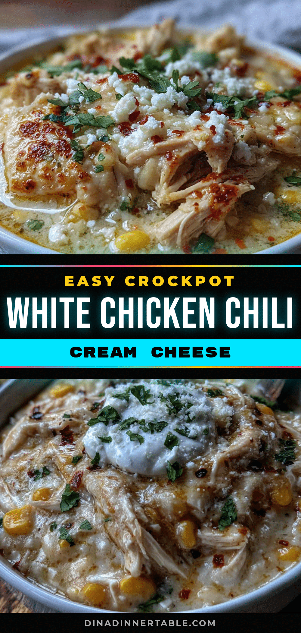 Easy Crockpot White Chicken Chili with Cream Cheese recipe
