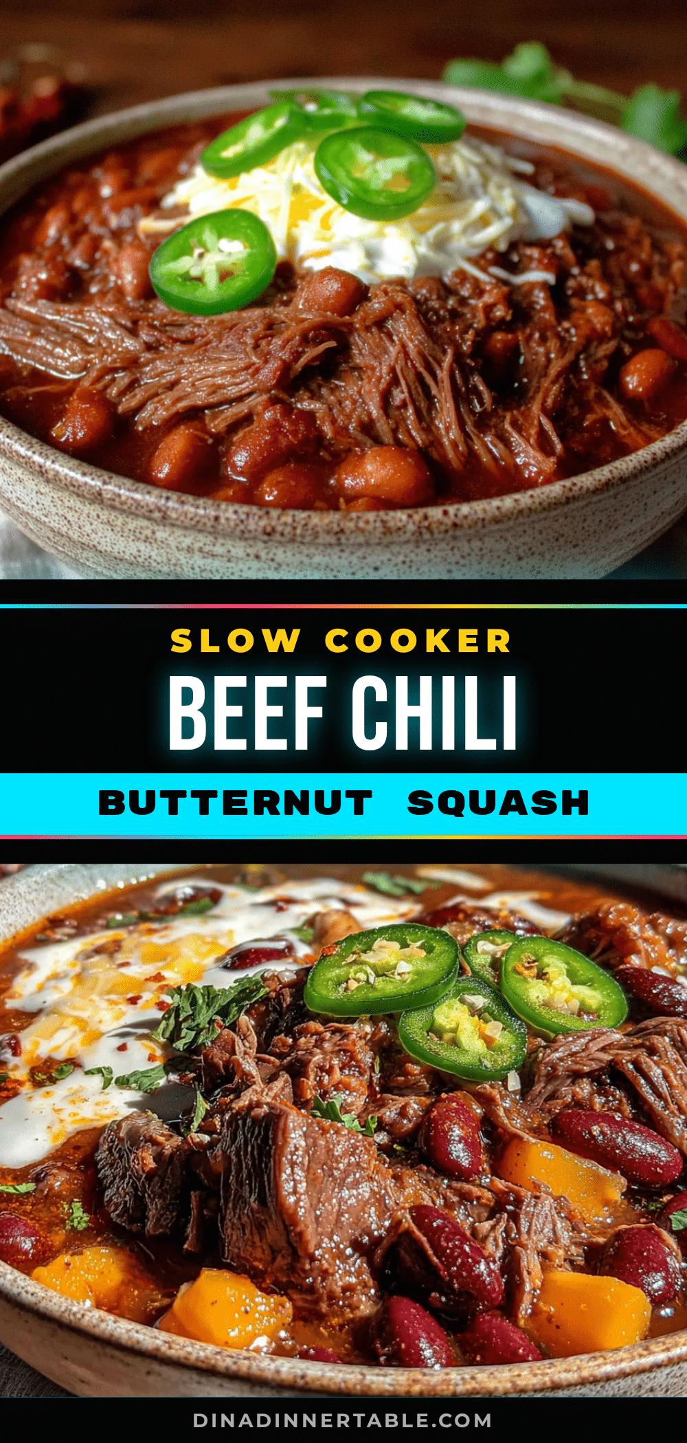 Easy Slow Cooker Beef and Butternut Squash Chili recipe