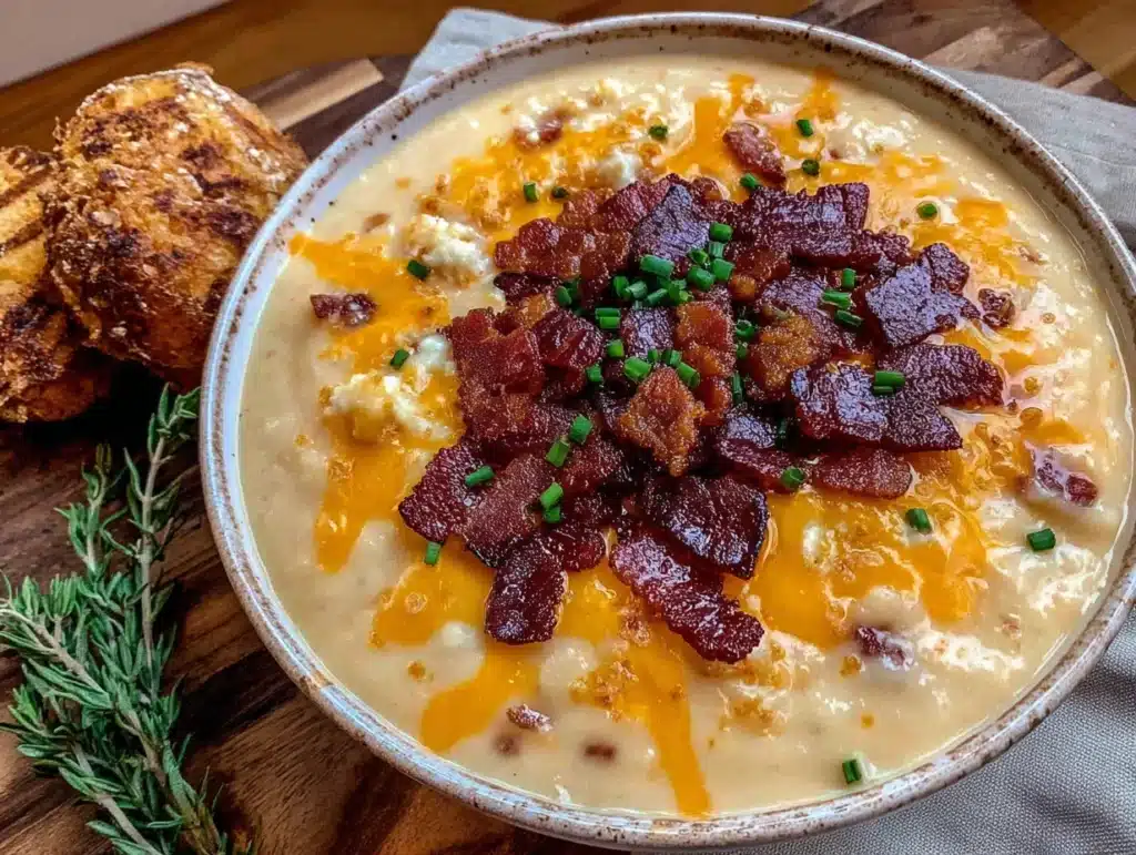 Easy Slow Cooker Potato Soup with Crispy Bacon - featured image