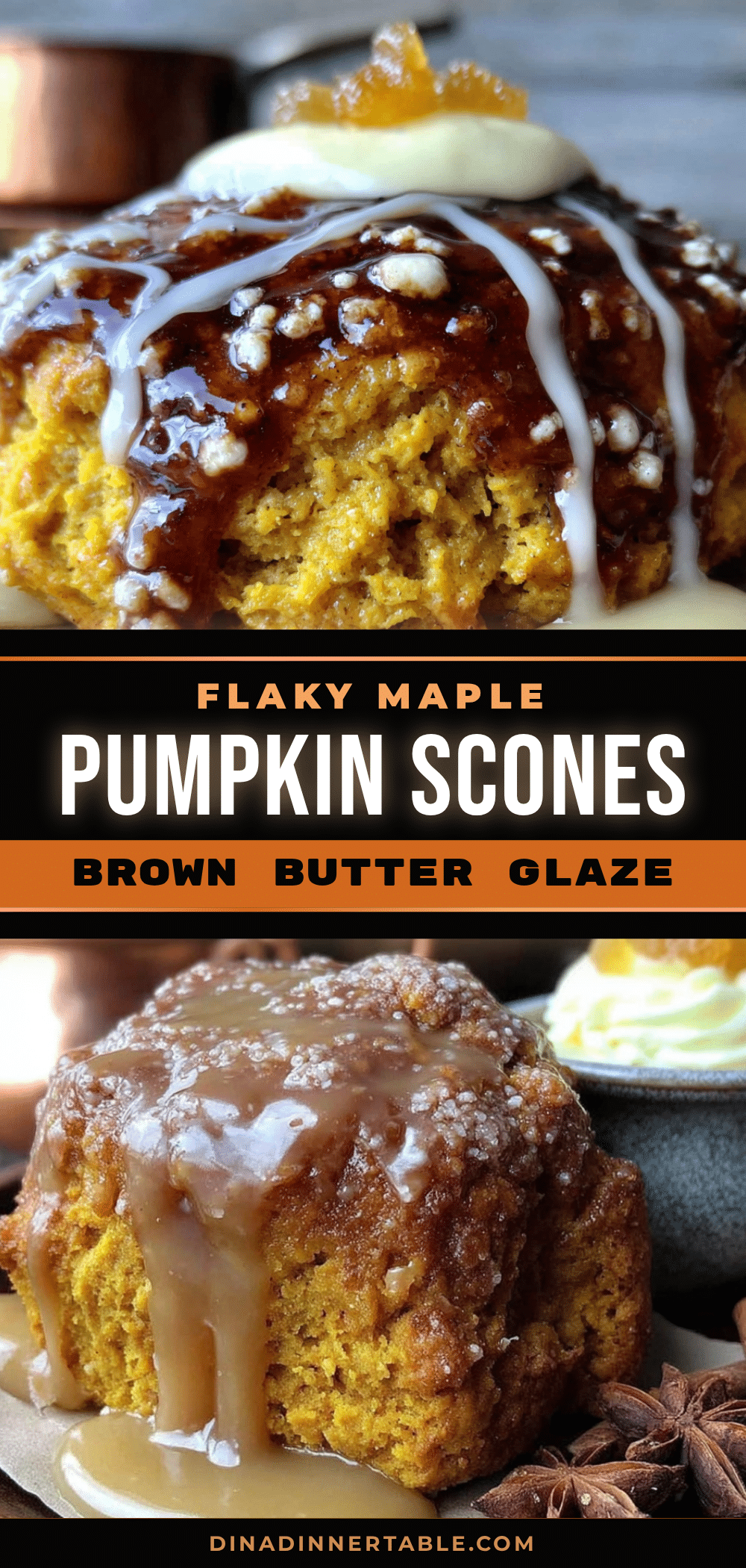 flaky maple pumpkin scones with brown butter glaze recipe
