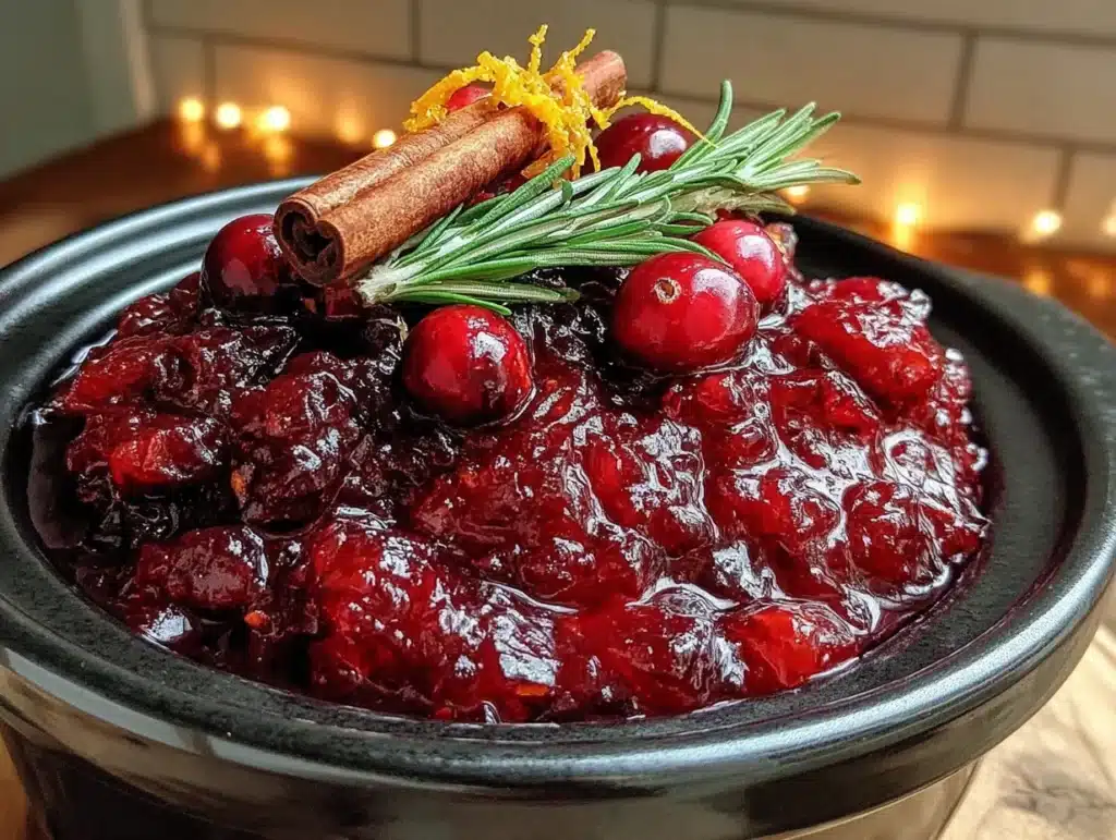 fresh slow cooker cranberry sauce with orange zest - featured image