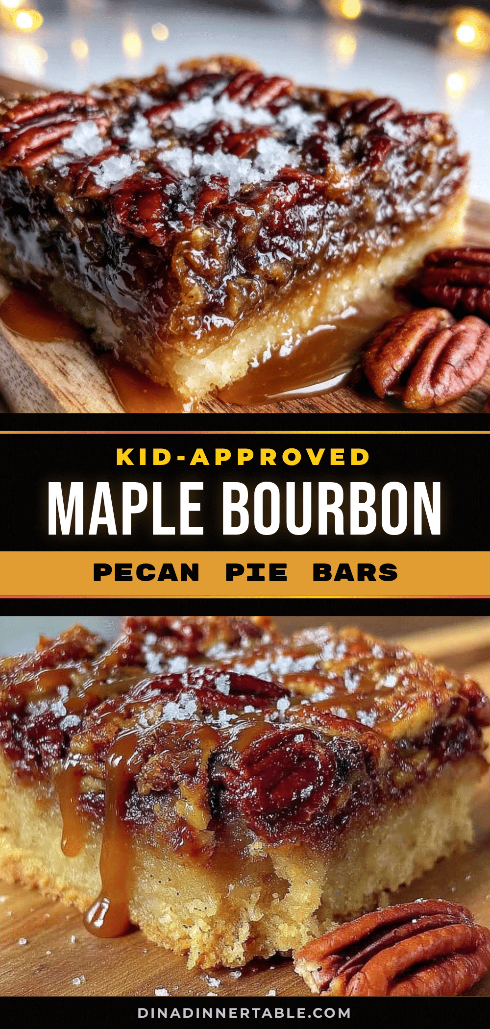 kid-approved maple bourbon pecan pie bars recipe