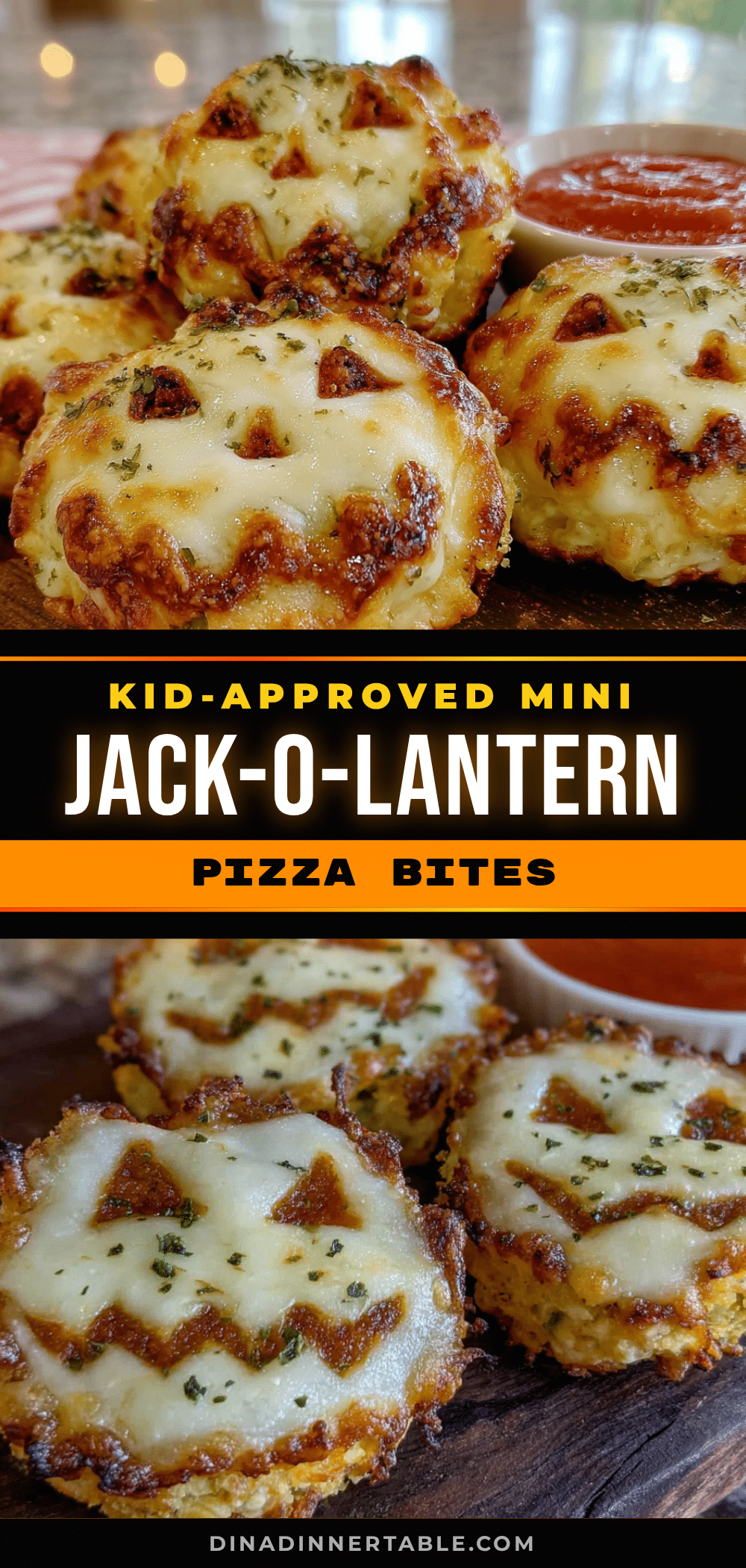 Kid-Approved Mini Jack-O-Lantern Pizza Bites recipe