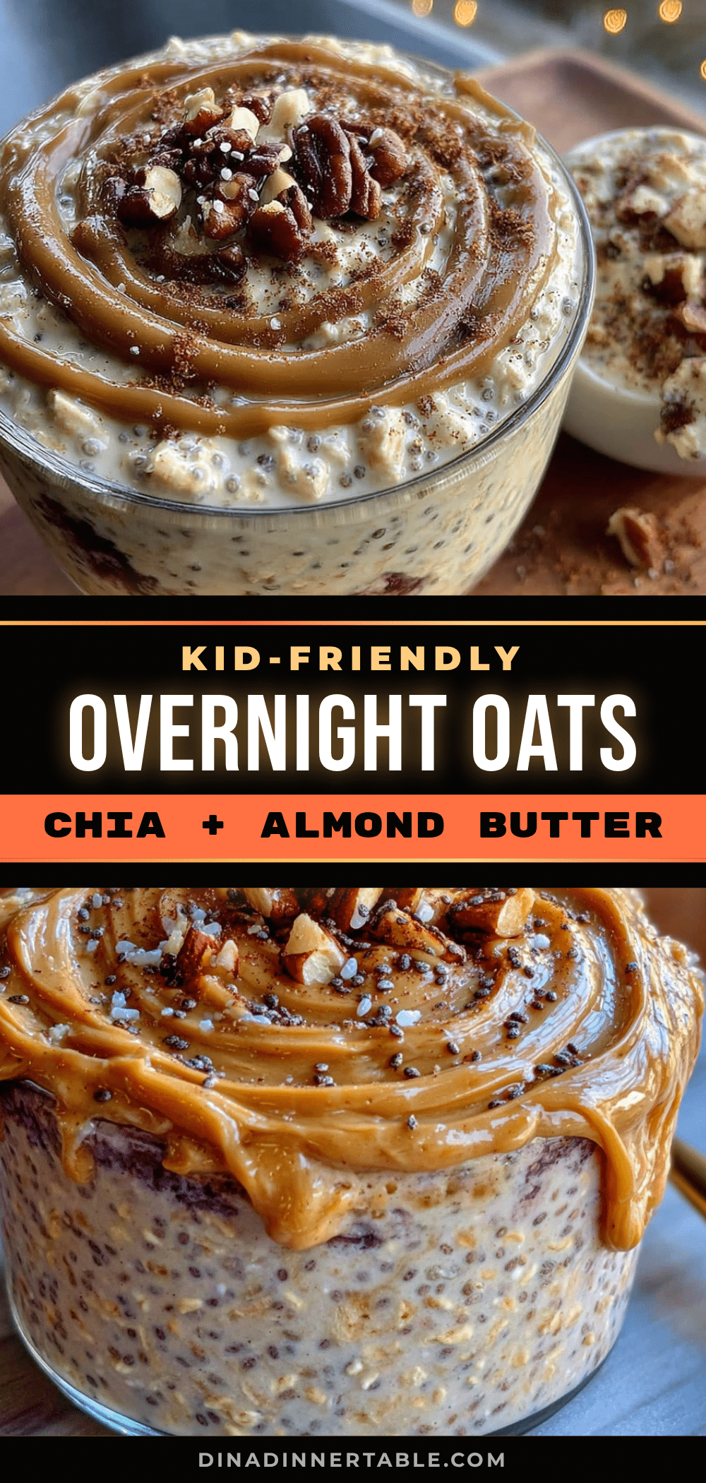 kid-friendly overnight oats with chia and almond butter recipe