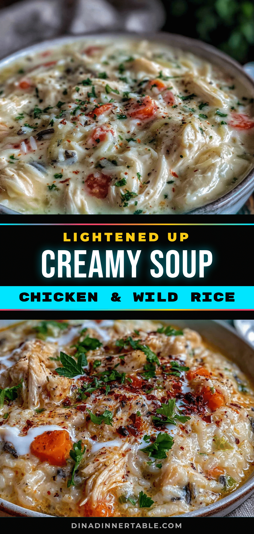 lightened up creamy crockpot chicken and wild rice soup recipe