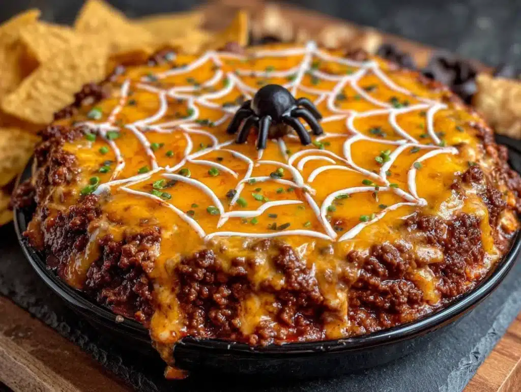 Lightened-Up Spooky Spider Web Taco Dip - featured image