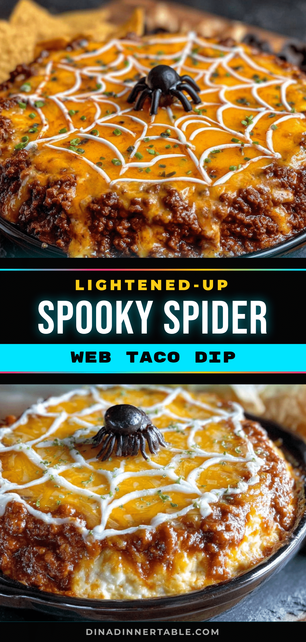 Lightened-Up Spooky Spider Web Taco Dip recipe