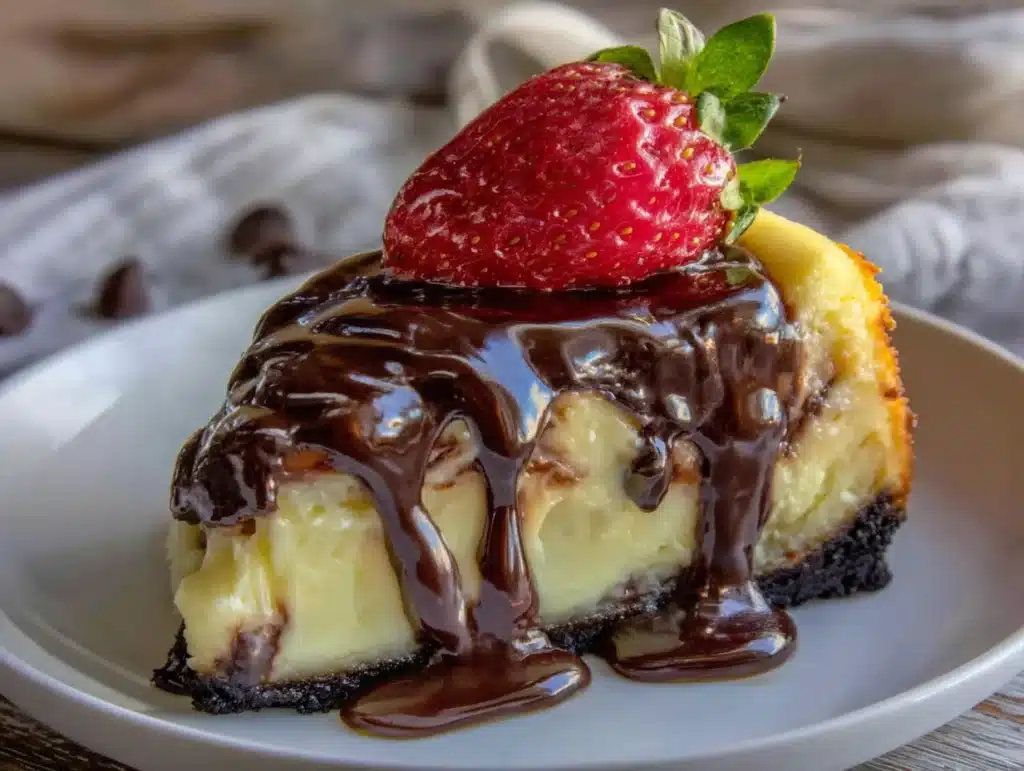 lighter chocolate covered strawberry cheesecake - featured image