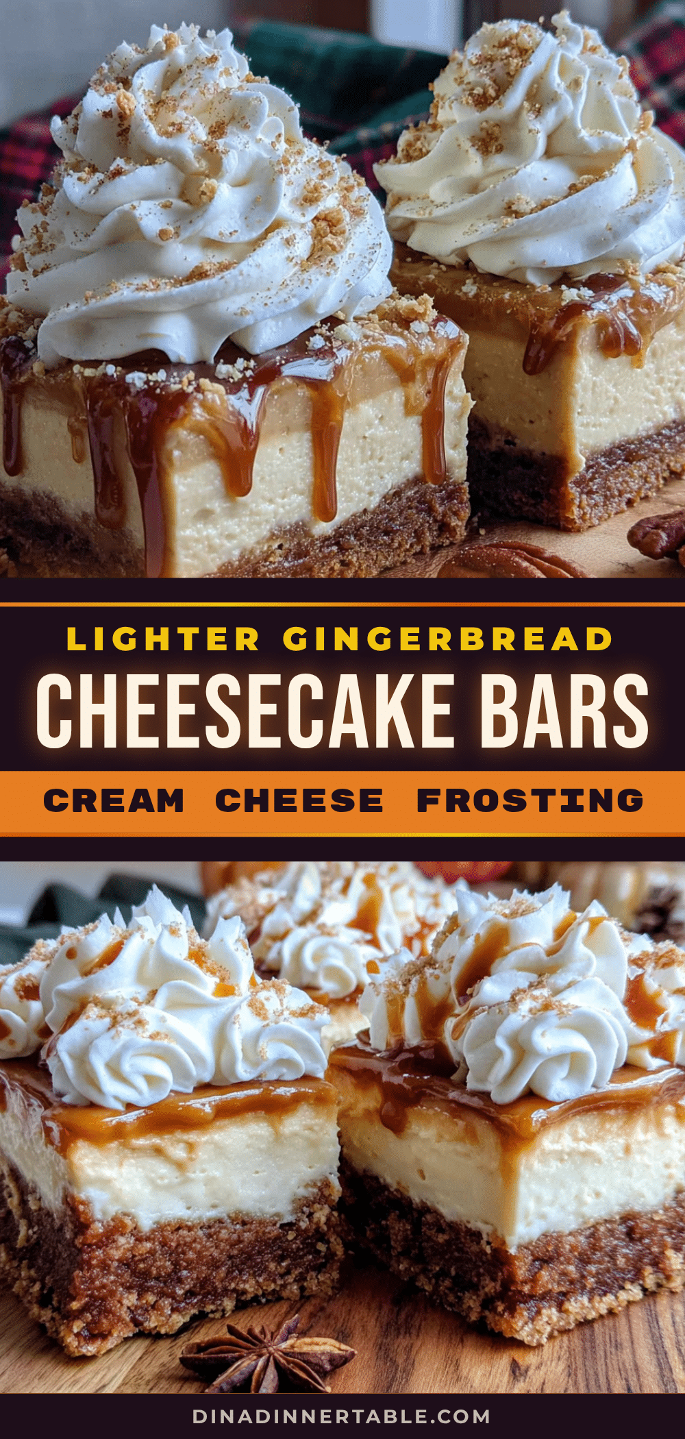 lighter gingerbread cheesecake bars recipe