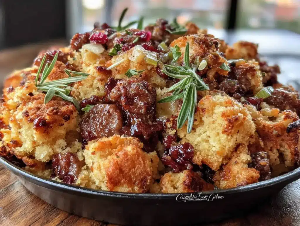 make-ahead cornbread stuffing with sausage and sage - featured image