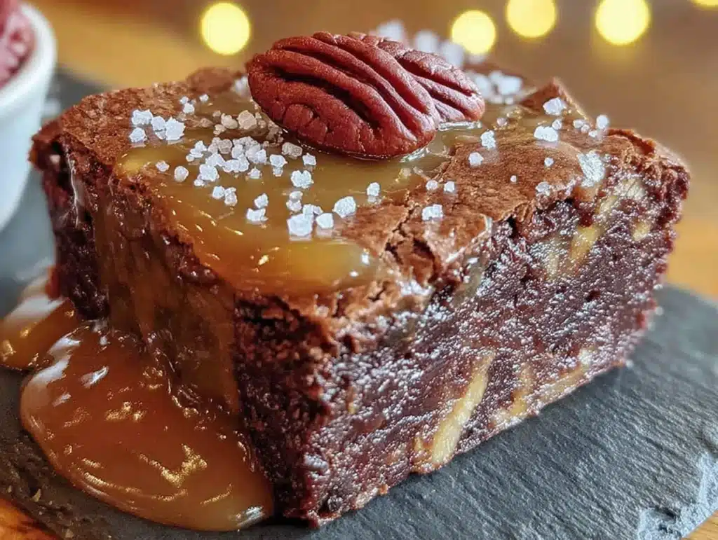 maple bourbon pecan pie brownies - featured image