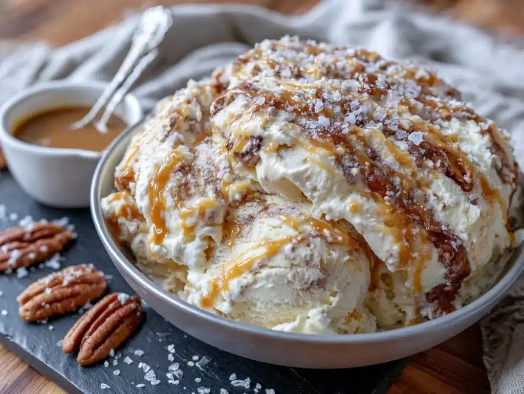 no-churn salted caramel ice cream - featured image