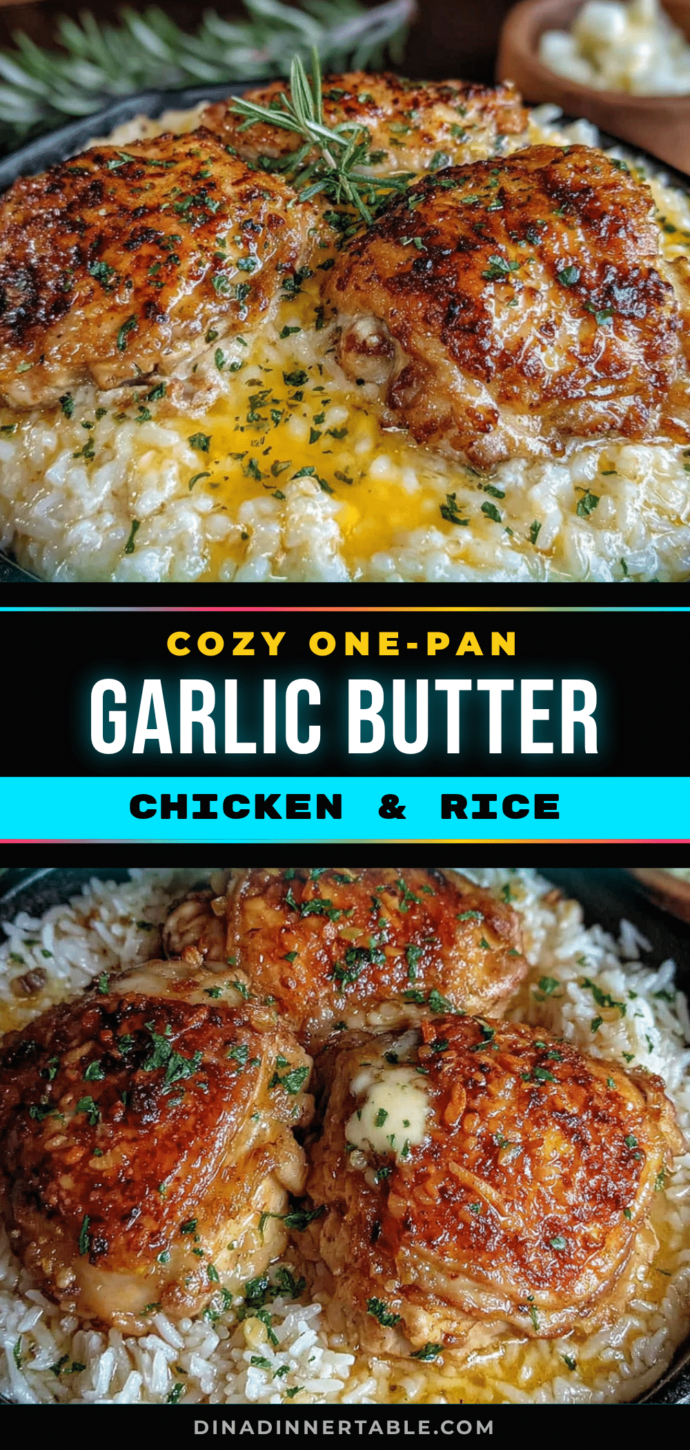 one-pan garlic butter chicken and rice recipe
