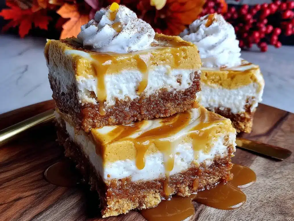 pumpkin cheesecake bars with gingersnap crust - featured image