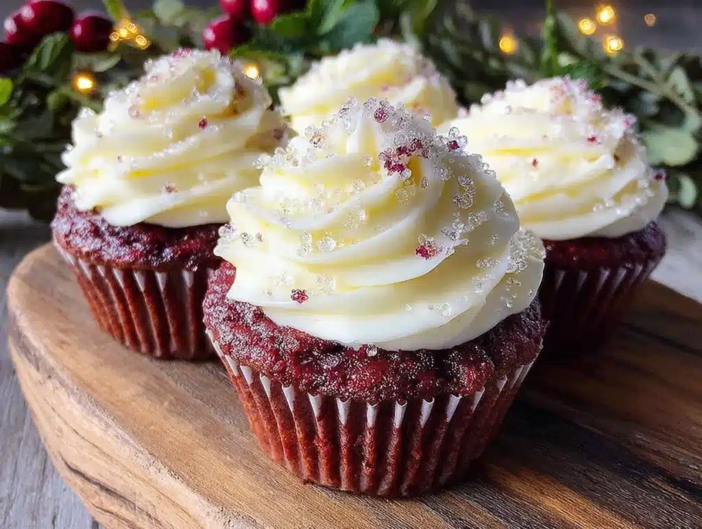 red velvet heart-shaped cupcakes - featured image
