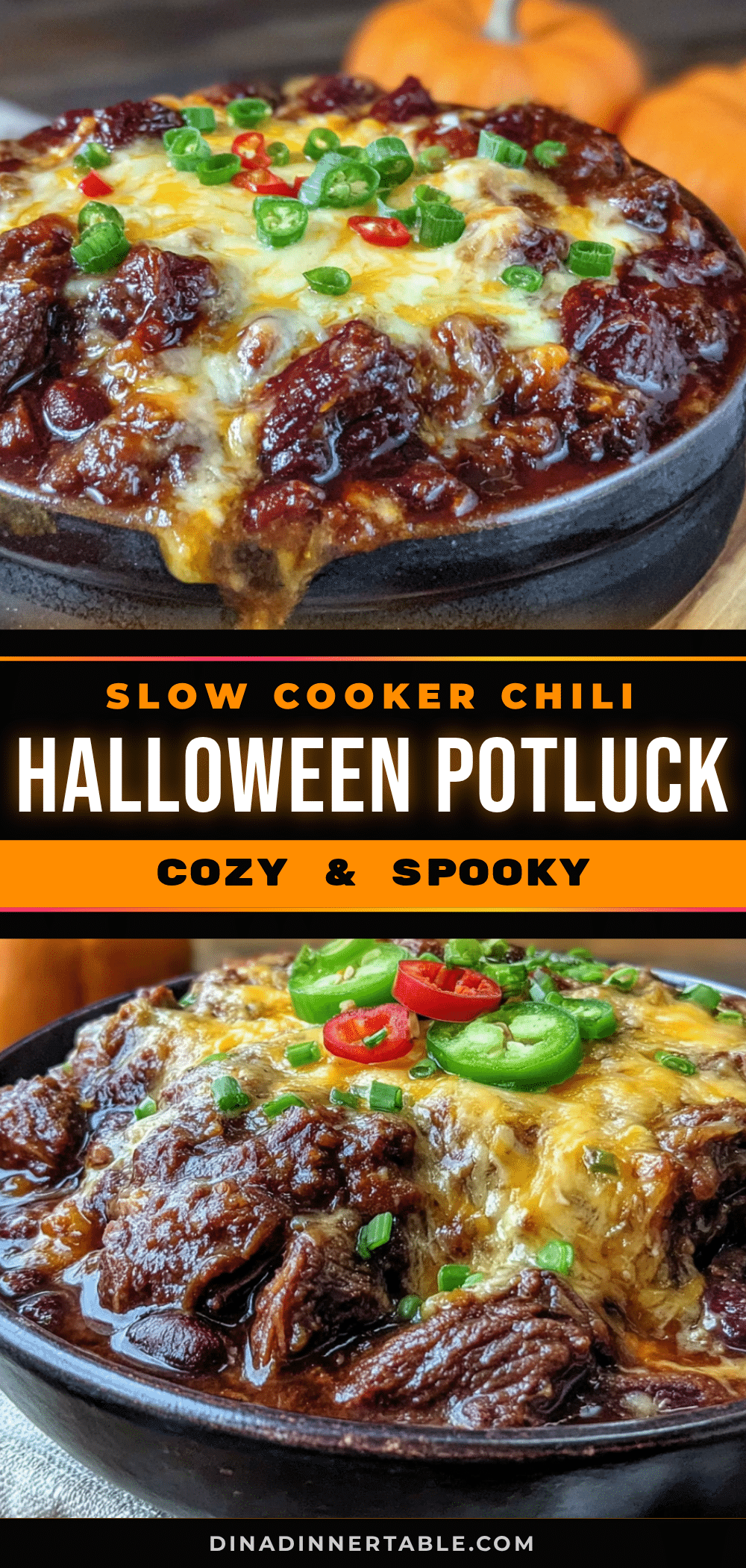 slow cooker chili for Halloween potluck recipe
