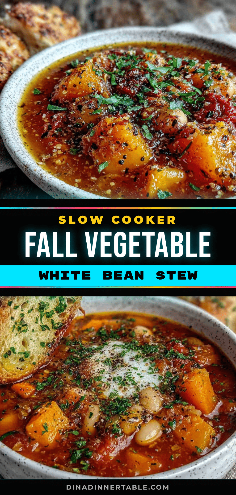 slow cooker fall vegetable white bean stew recipe