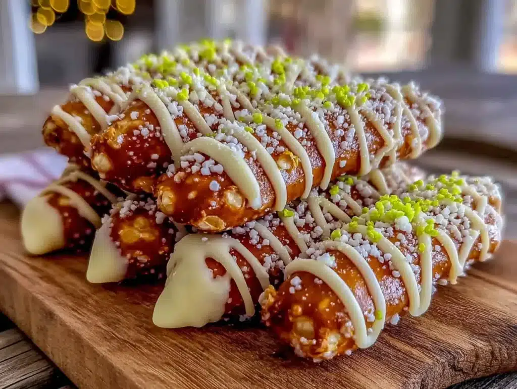 spooky white chocolate witch finger pretzels - featured image