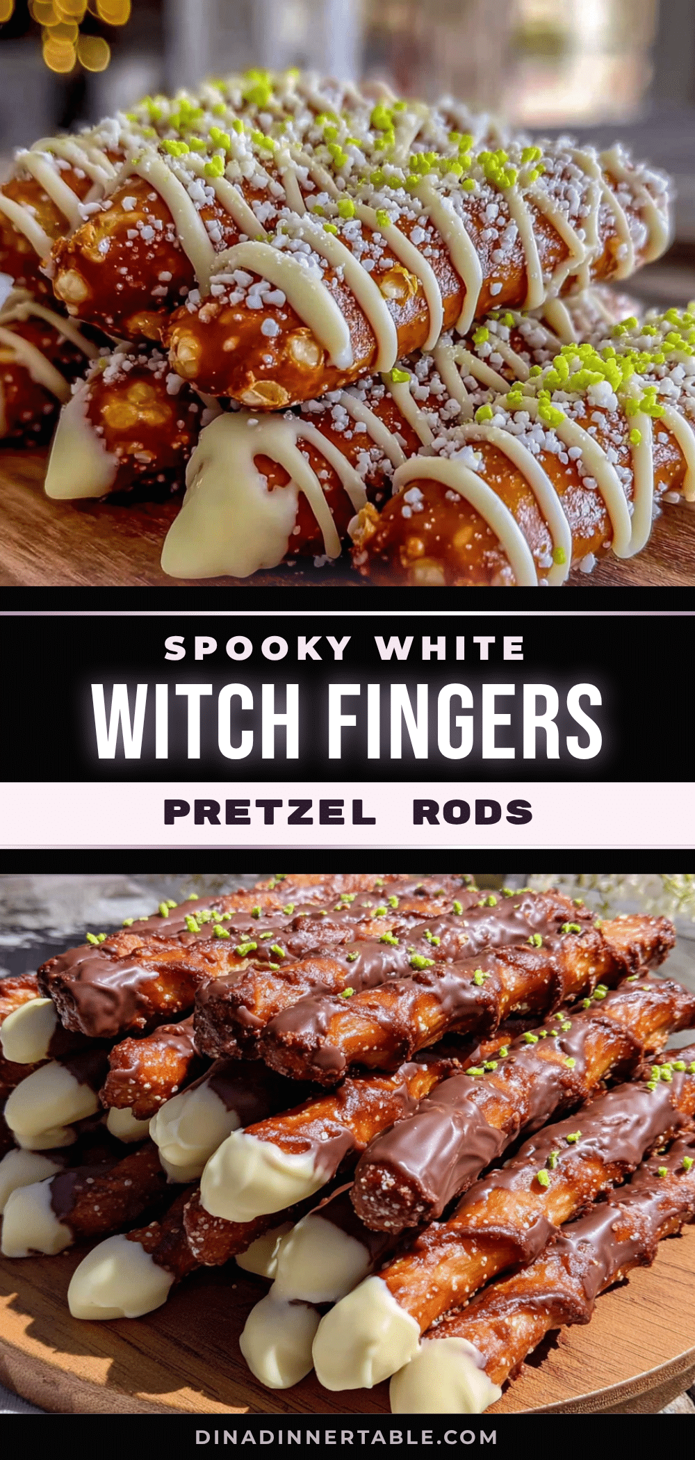 spooky white chocolate witch finger pretzels recipe