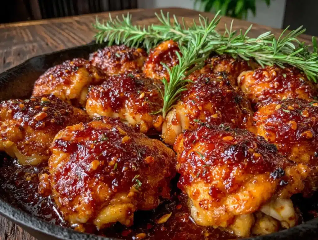 sticky honey garlic chicken thighs - featured image