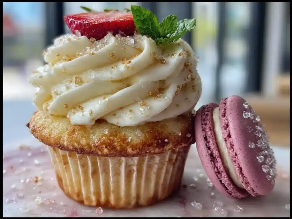 strawberry champagne cupcakes - featured image