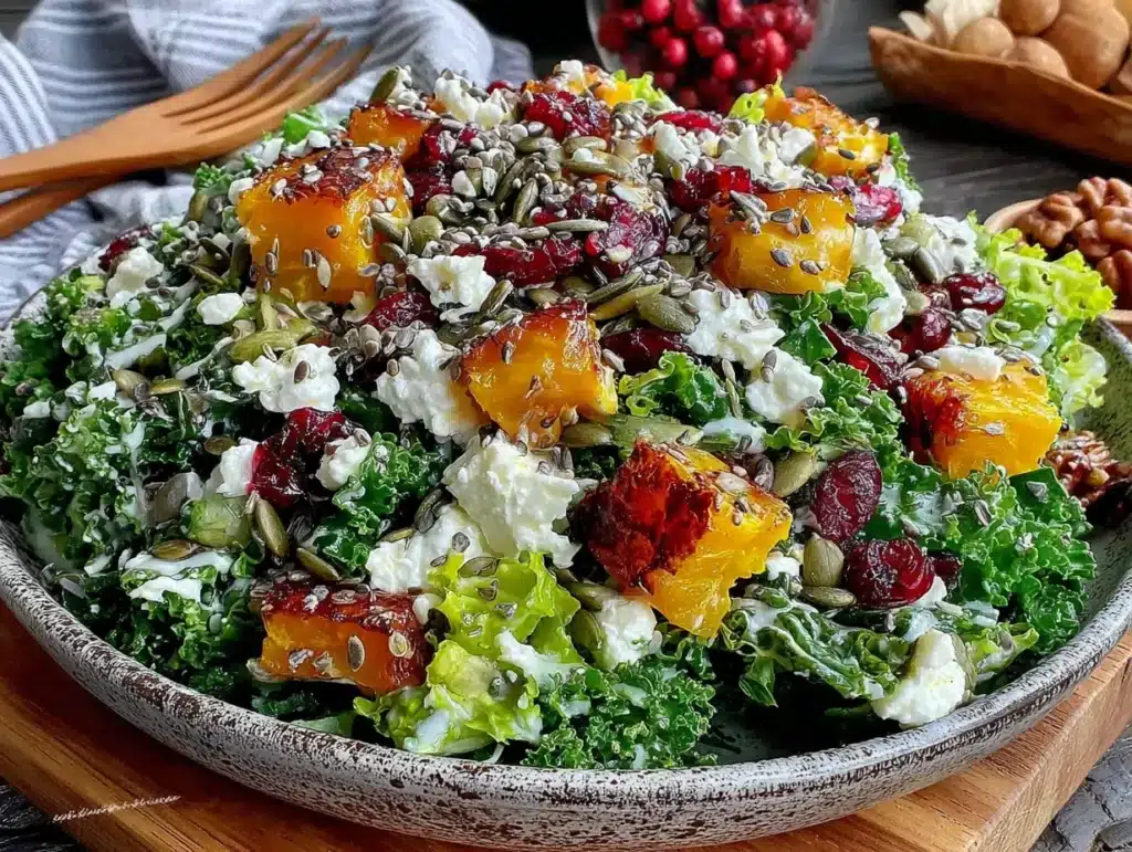 autumn chopped salad with roasted squash - featured image