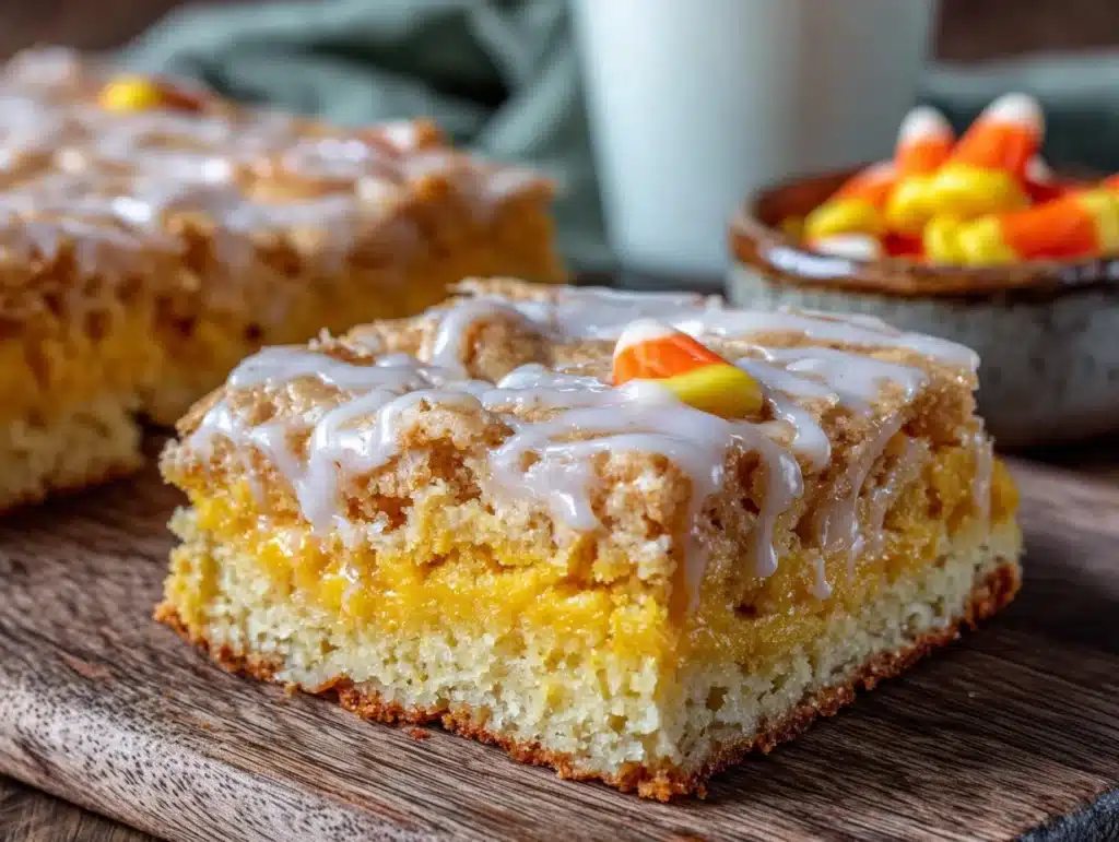 candy corn sugar cookie bars - featured image