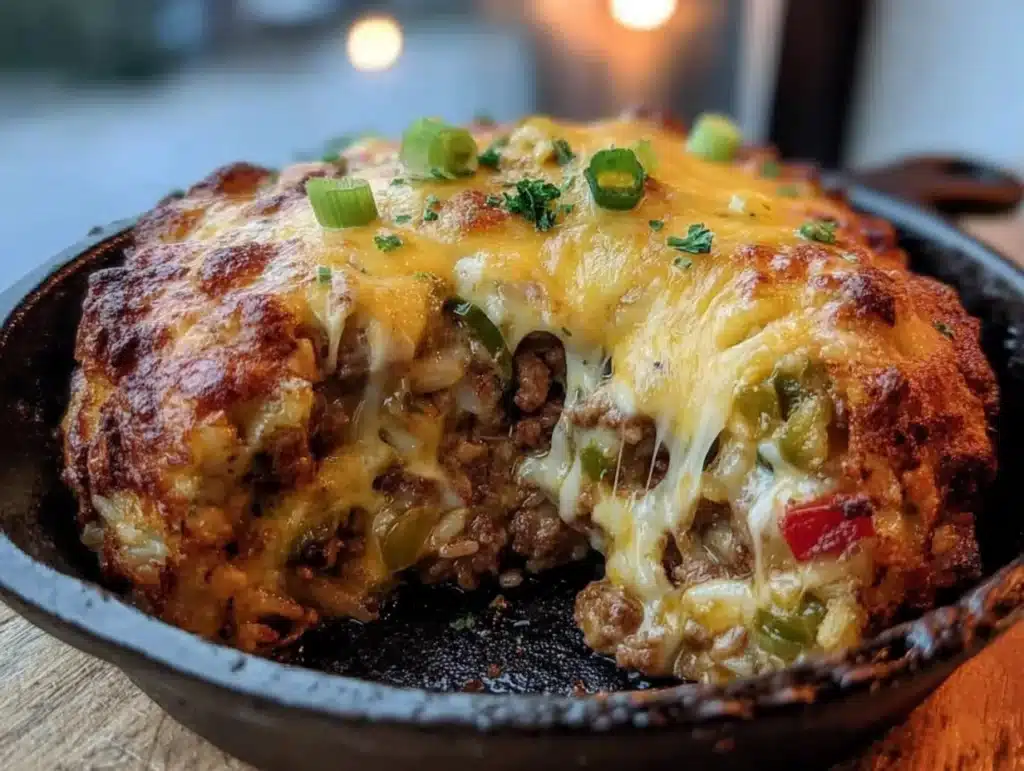 cheesy ground beef and rice skillet - featured image