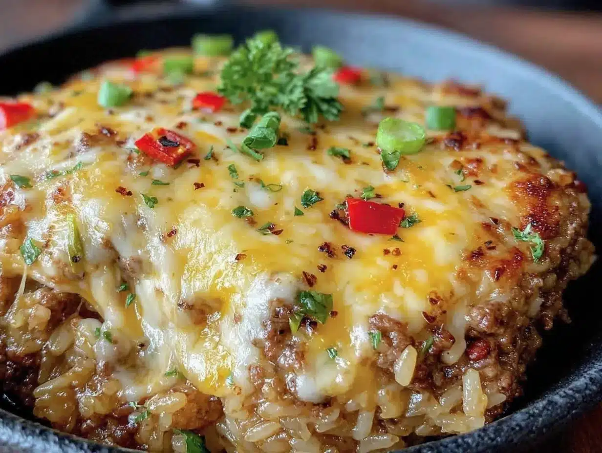 cheesy ground beef and rice skillet preparation steps