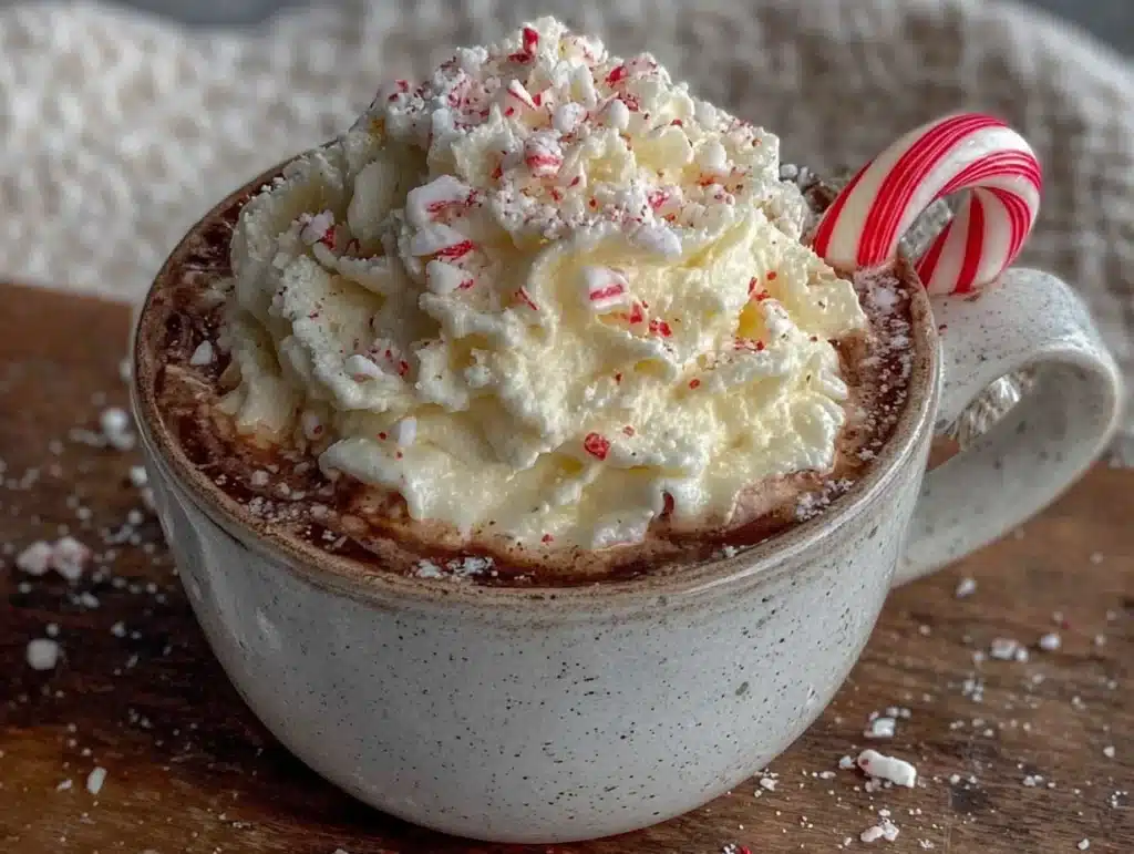 cozy crockpot peppermint hot cocoa - featured image
