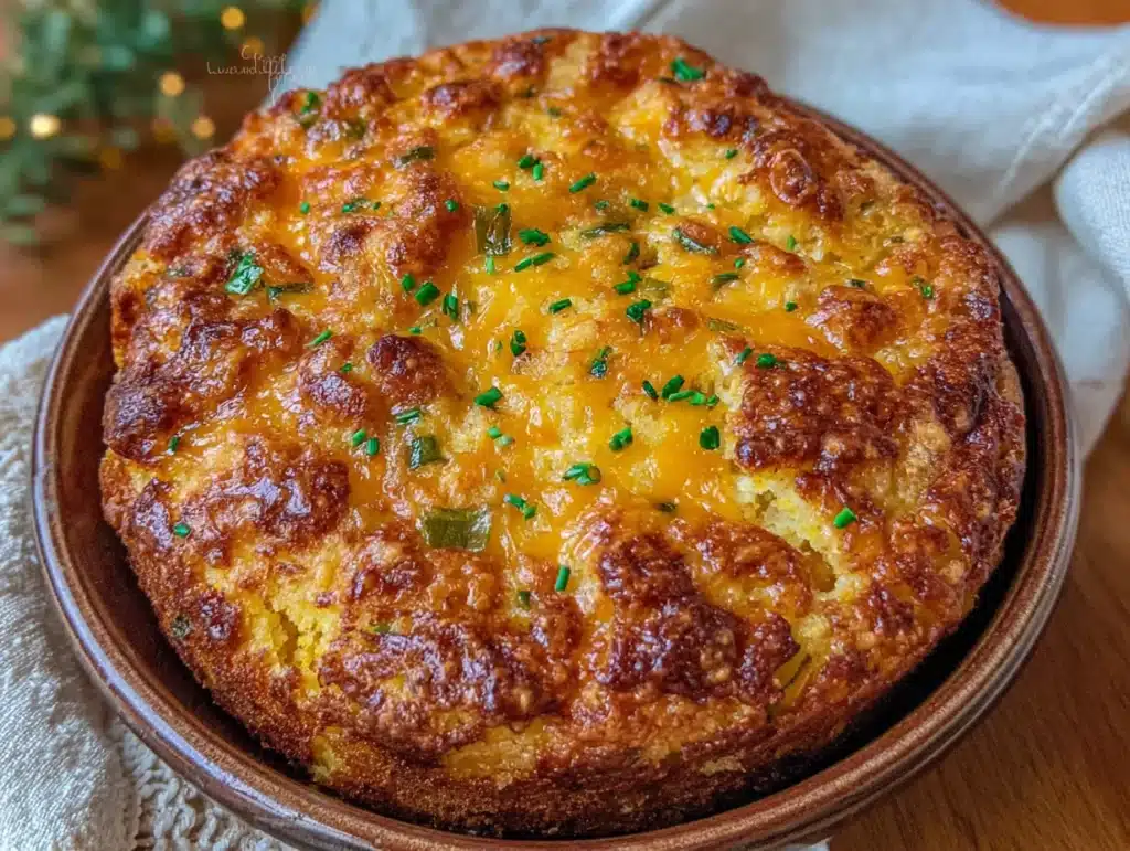 cozy jiffy corn casserole with cheddar and green chiles - featured image