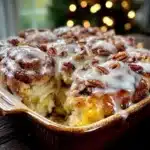 cozy overnight cinnamon roll Christmas casserole - featured image