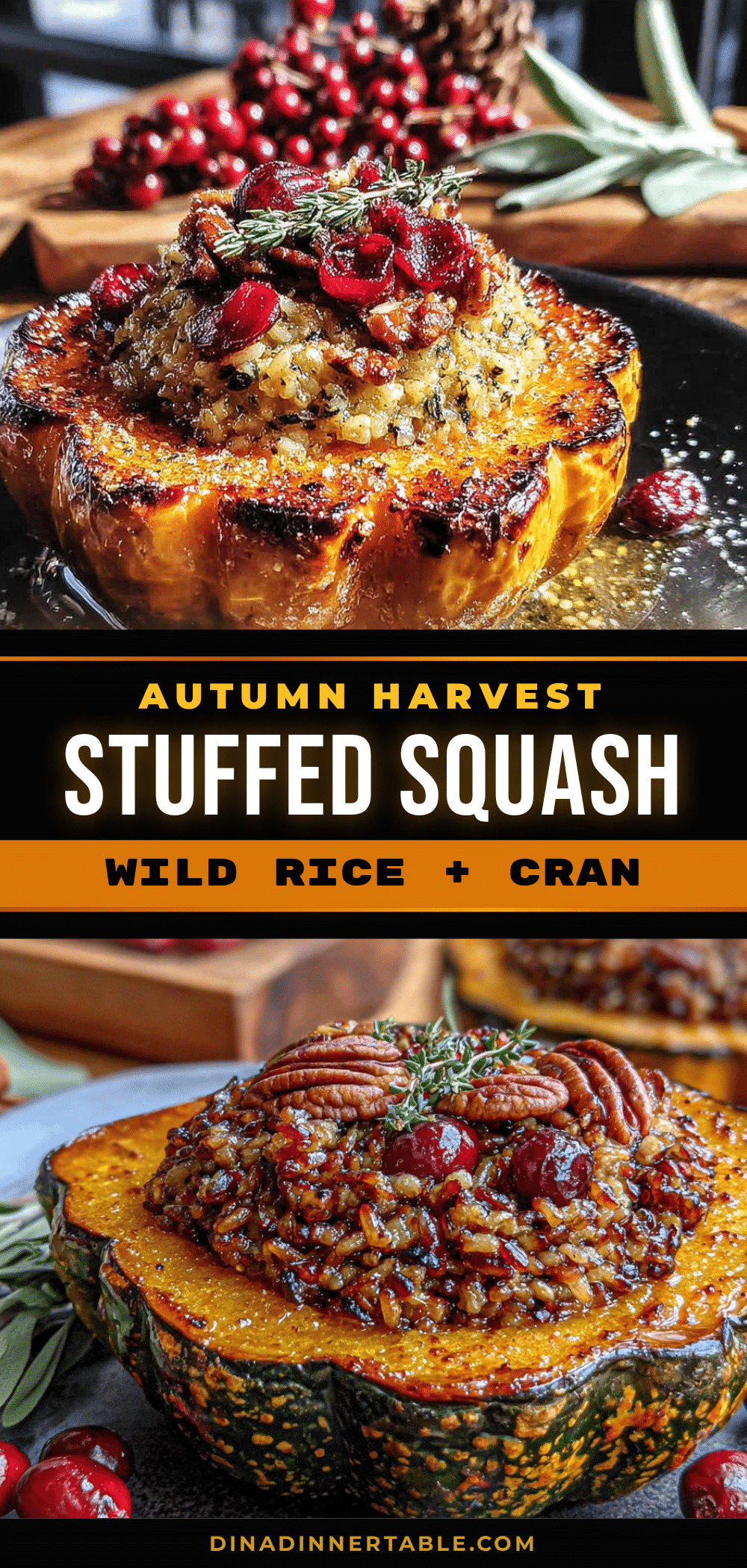 cozy roasted acorn squash stuffed with wild rice and cranberries recipe