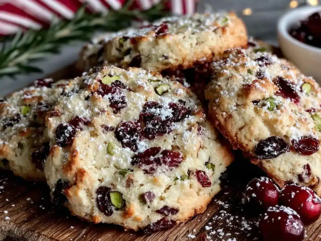 cranberry pistachio christmas cookies - featured image