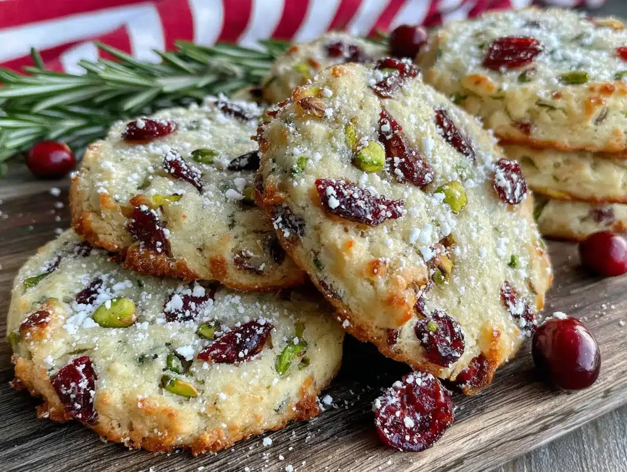 cranberry pistachio christmas cookies preparation steps