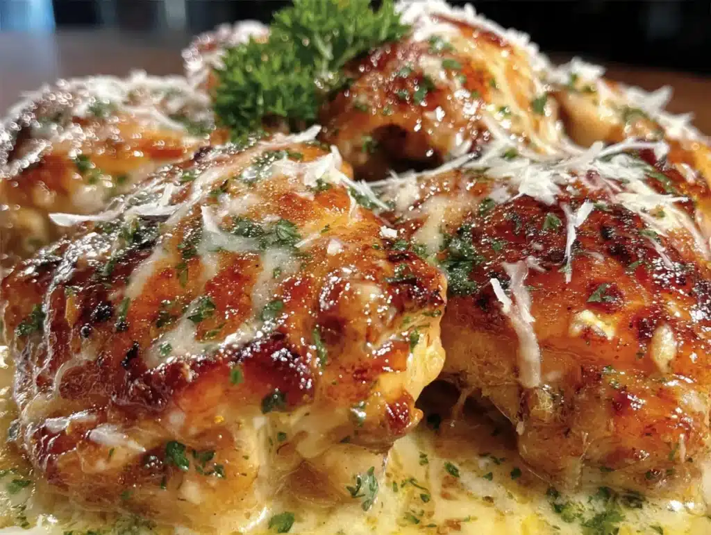 creamy garlic parmesan chicken thighs - featured image