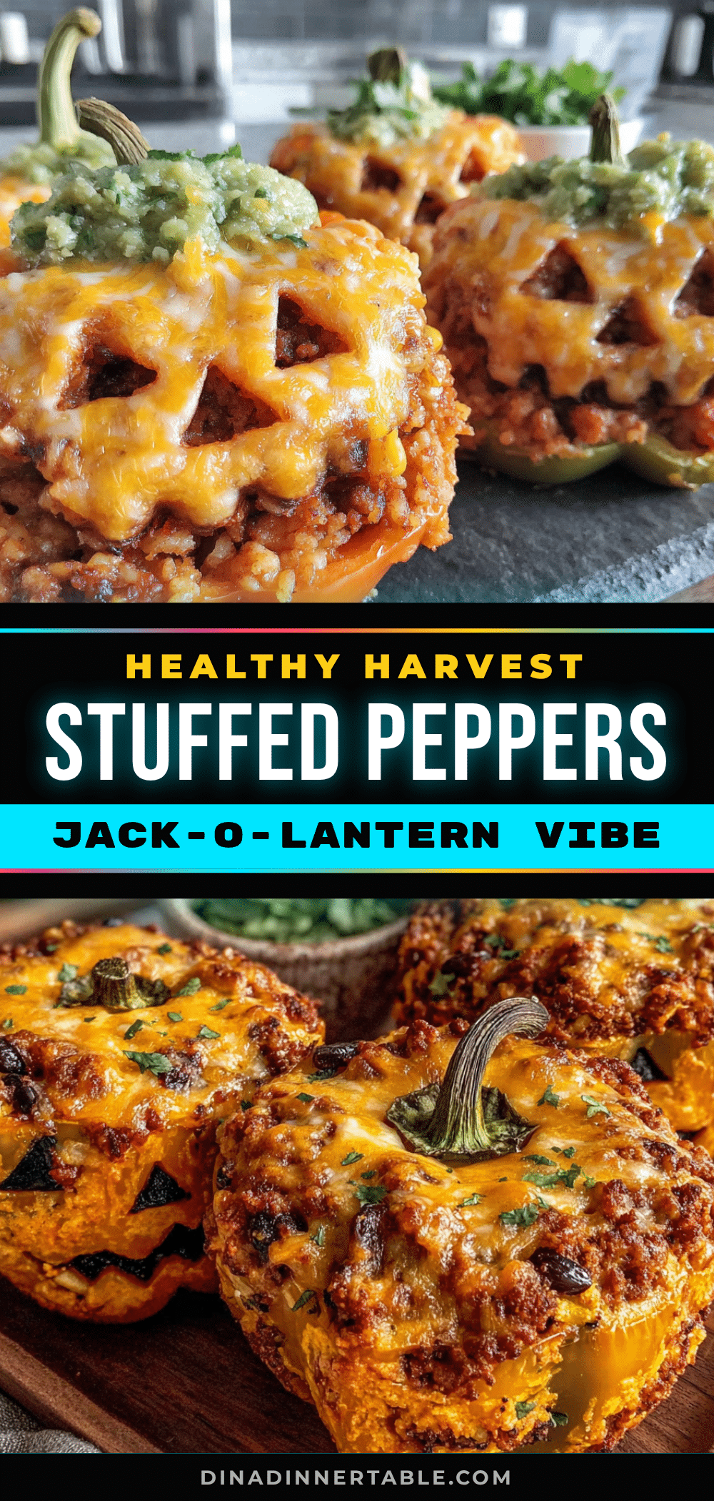 jack-o-lantern stuffed bell peppers recipe