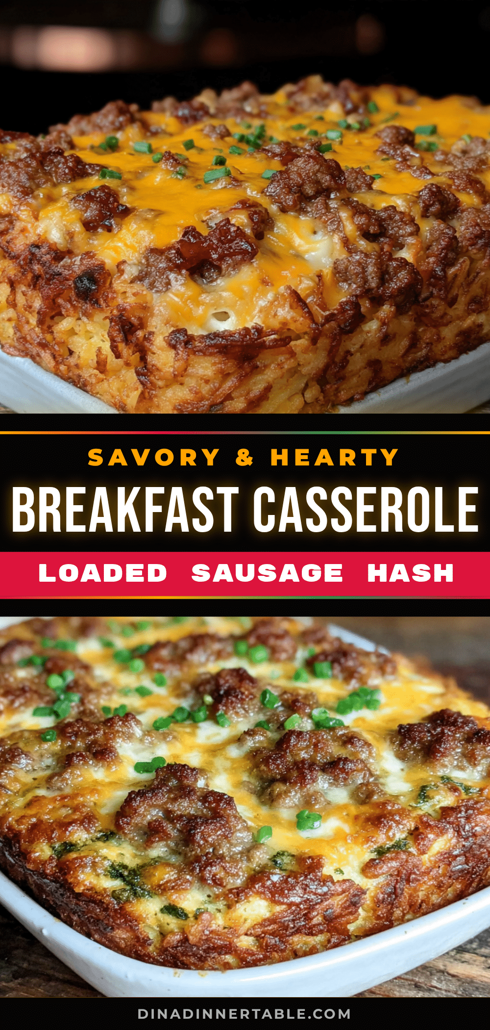 loaded sausage hash brown breakfast casserole recipe