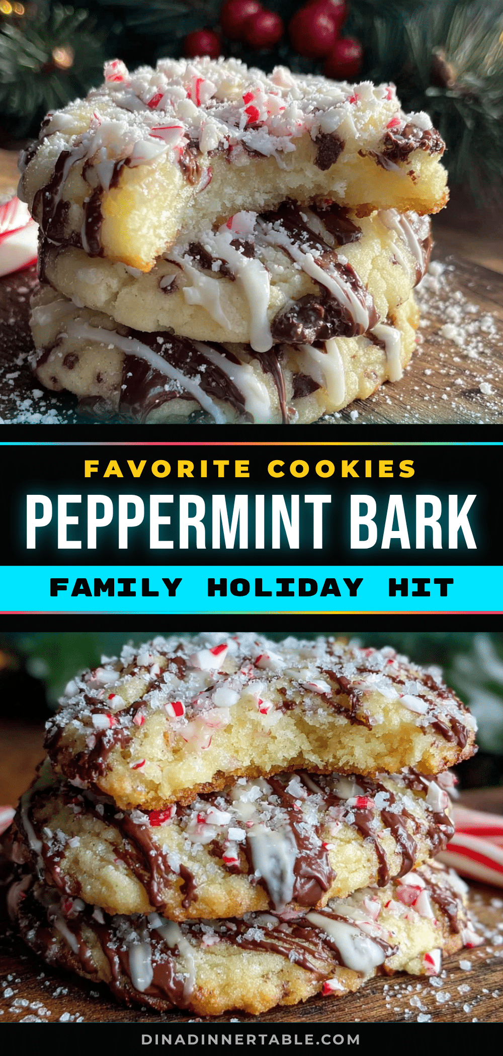 Peppermint Bark Christmas Cookies recipe