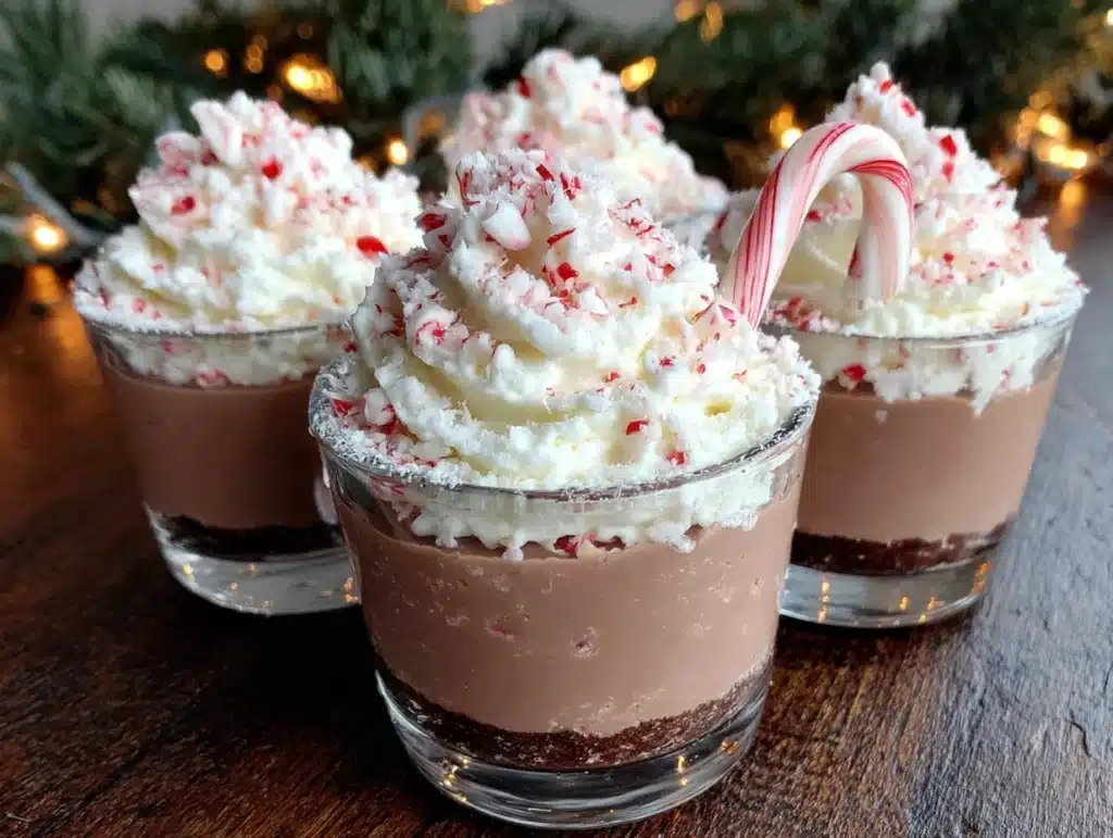peppermint chocolate jello shots - featured image