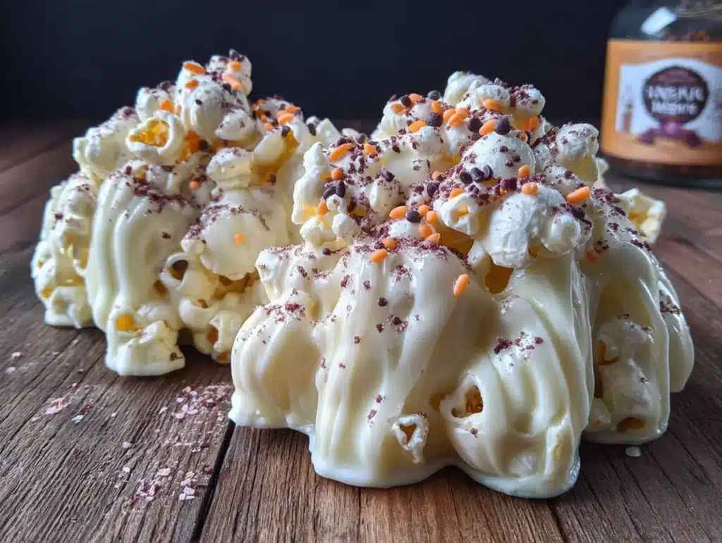 white chocolate halloween popcorn hands - featured image