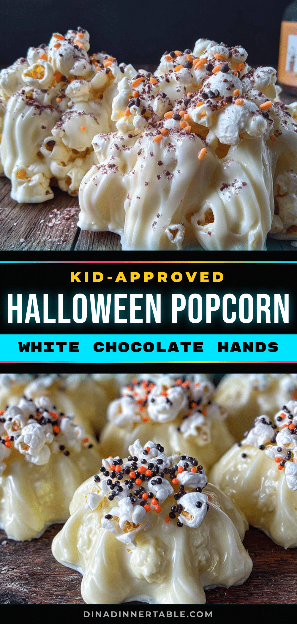 white chocolate halloween popcorn hands recipe