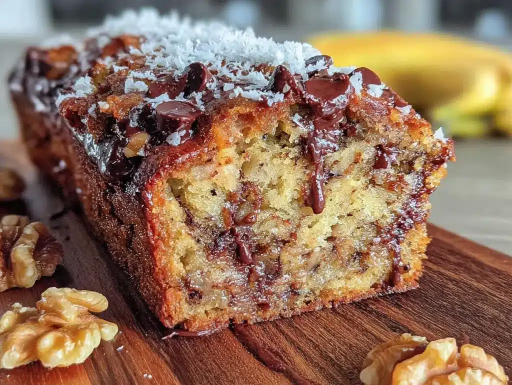 wholesome fudgy chocolate chip walnut banana bread - featured image