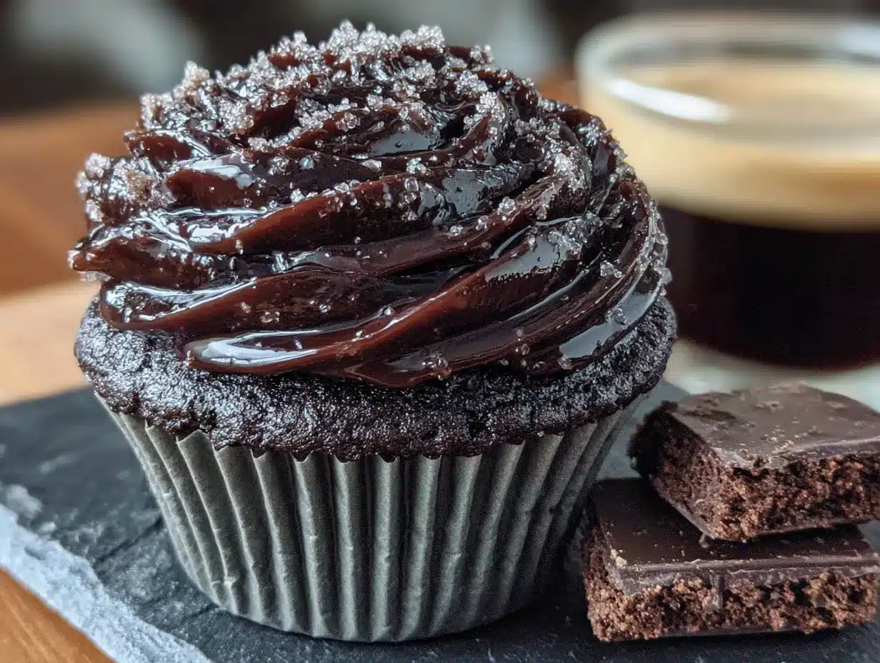 black cocoa spiderweb cupcakes preparation steps