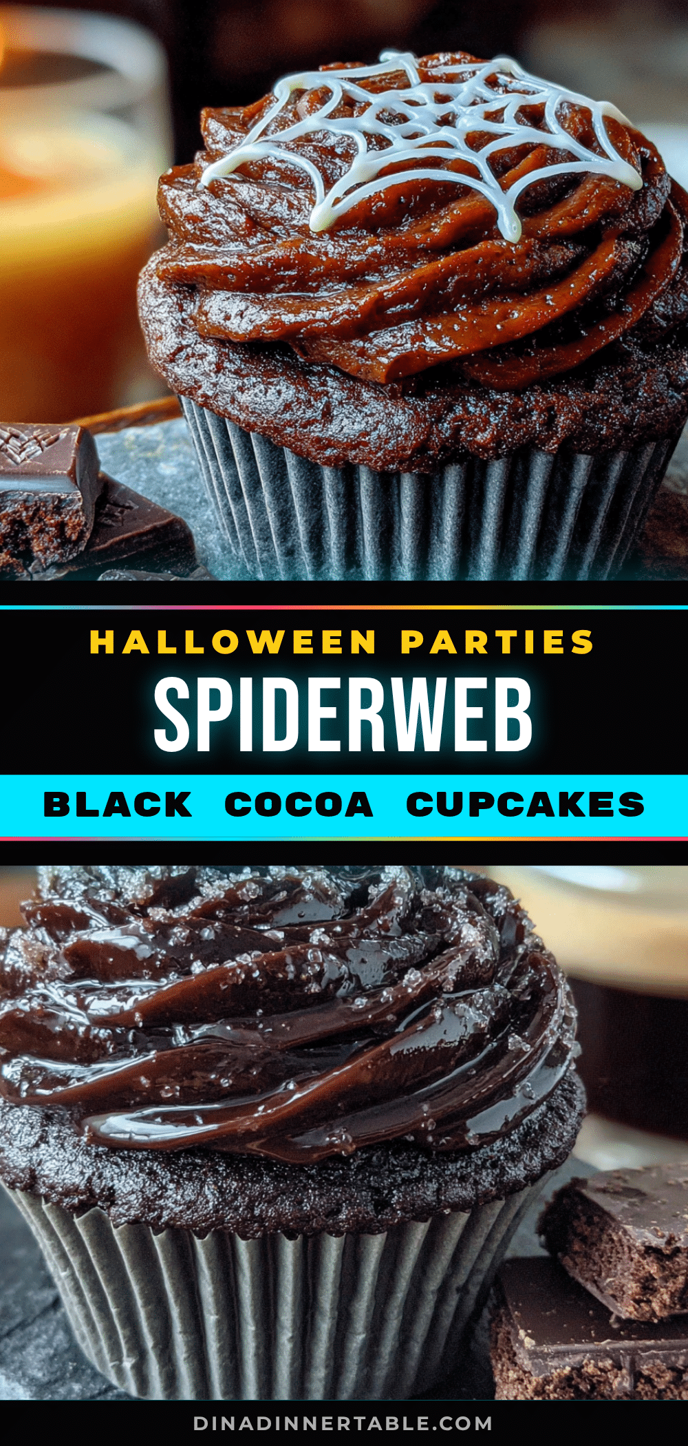 black cocoa spiderweb cupcakes recipe